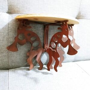 Vtg Kokopelli Southwestern Tri Fold Shelf Small Metal & Wood (drs)